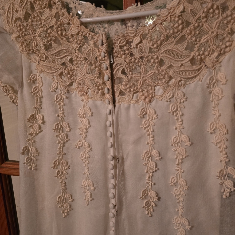 Edwardian Vintage Elegant Cream Lace Dress - Picture 3 of 4